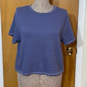 American Eagle Outfitters NWT Womens XL Cropped Blue Textured Short Sleeves